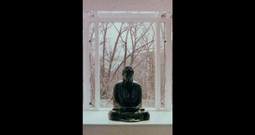 Private Residence High Park Toronto New Work Original Stained EGD Glass Buddah